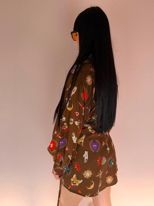 Abito Kimono a Portafoglio Stampe Mistery