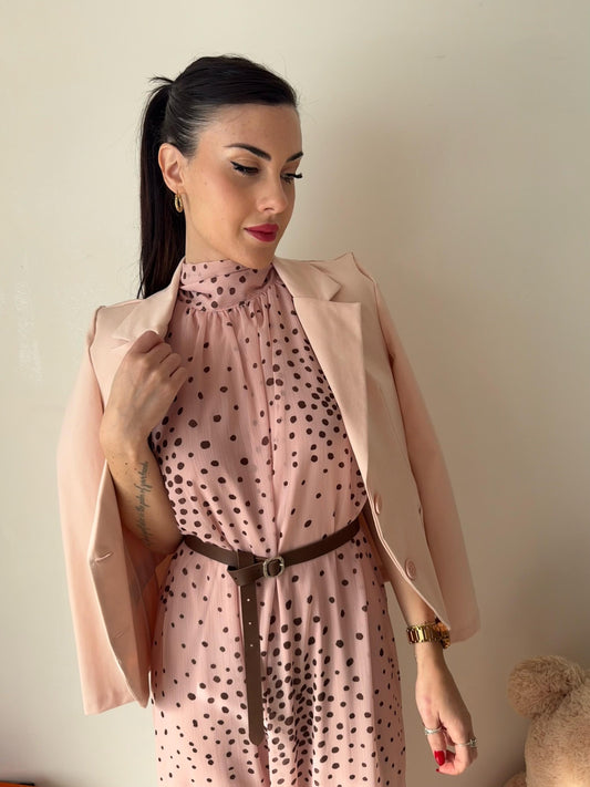 Abito Midi a Pois Rosa