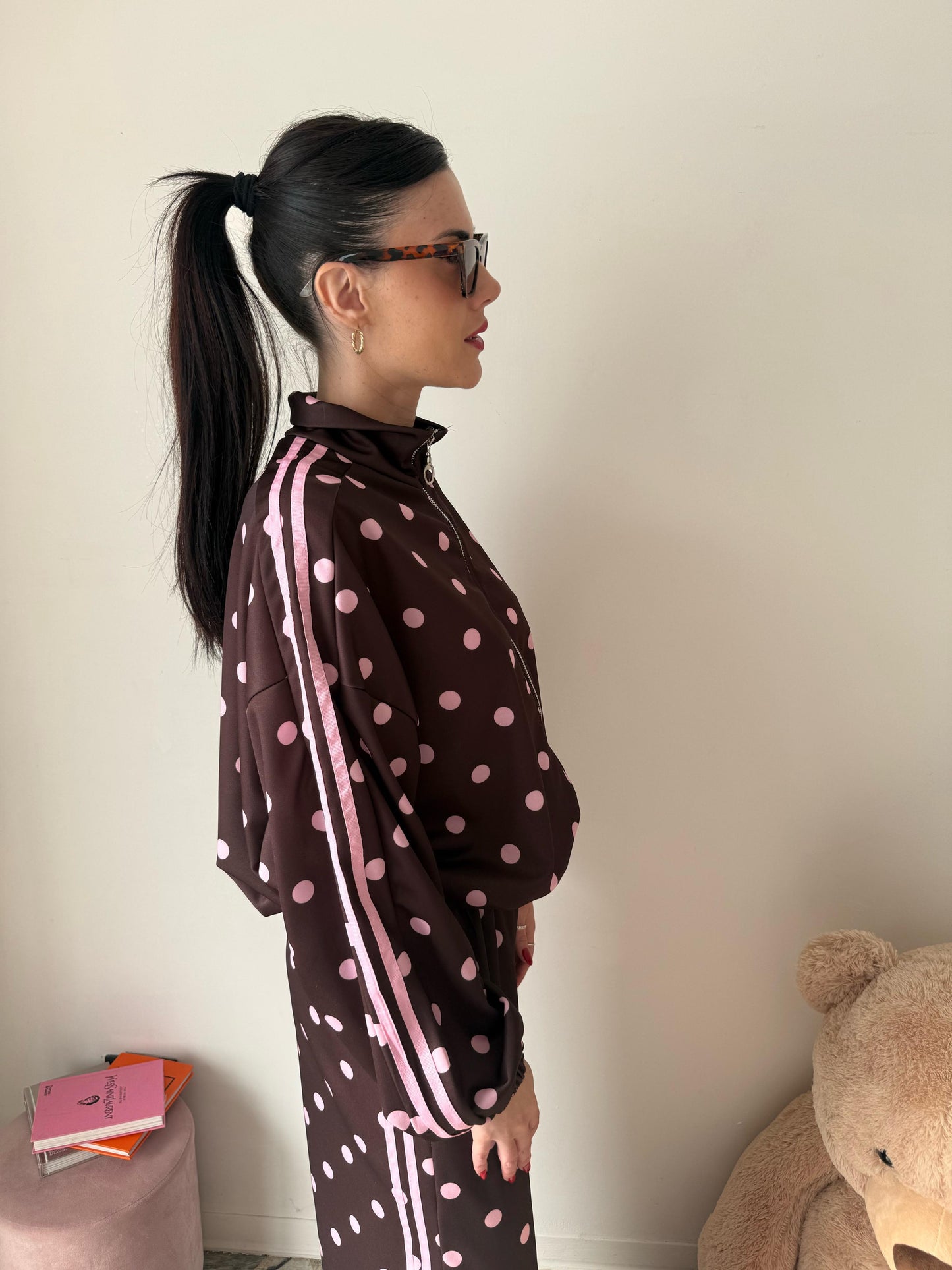 Coordinato Tuta Pois Marrone