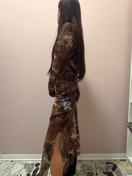 Abito Midi in Tulle Stretch con Stampa Astratta azzurra | Dress Lab