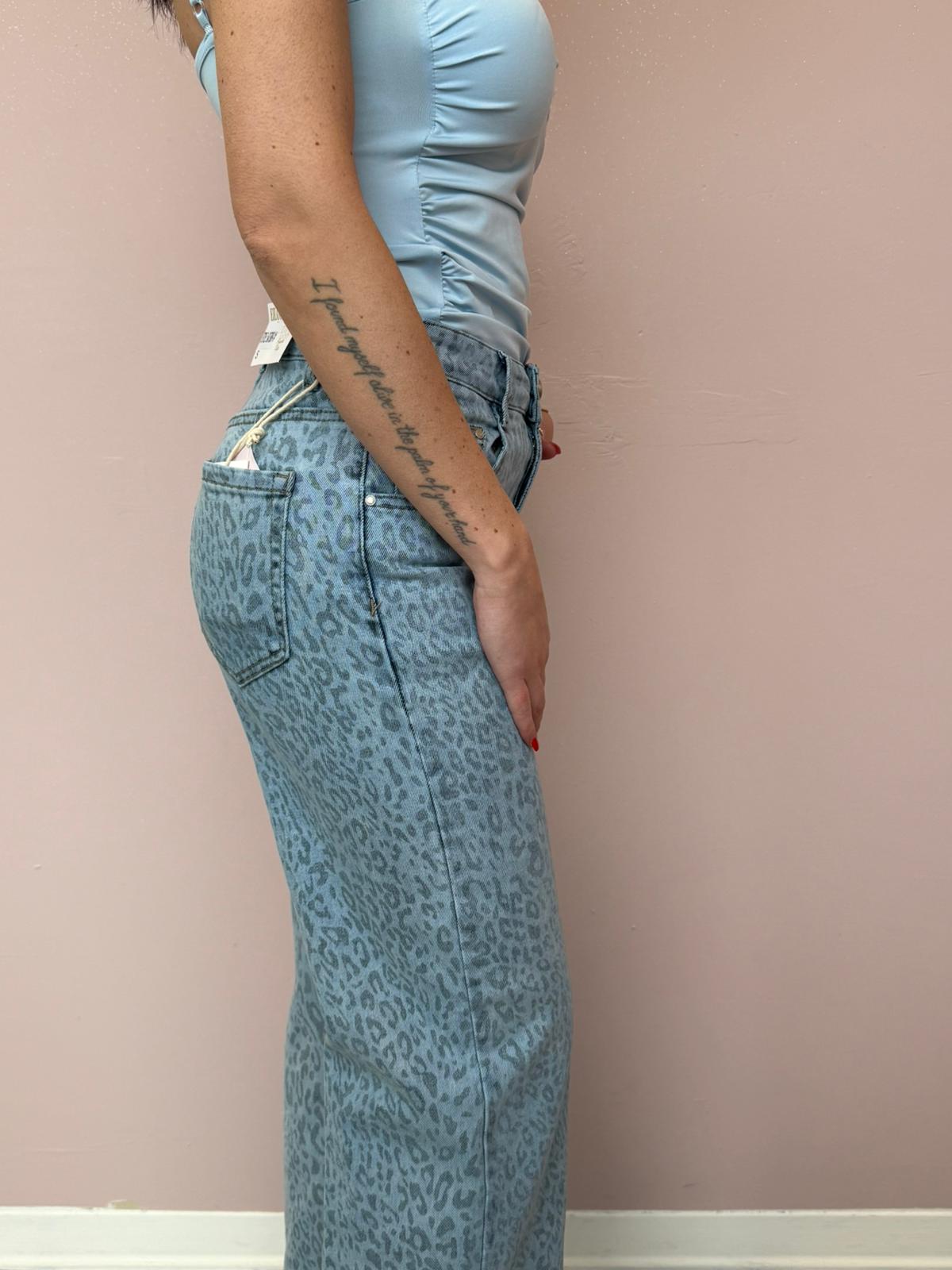 Jeans a Palazzo Leopardato