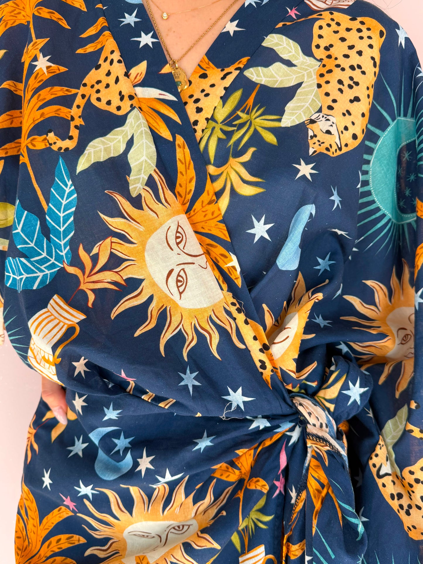Abito Kimono a Portafoglio Stampe Leopard