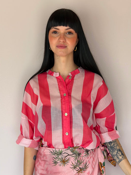 Camicia a Righe in Mussola di Cotone Coreana