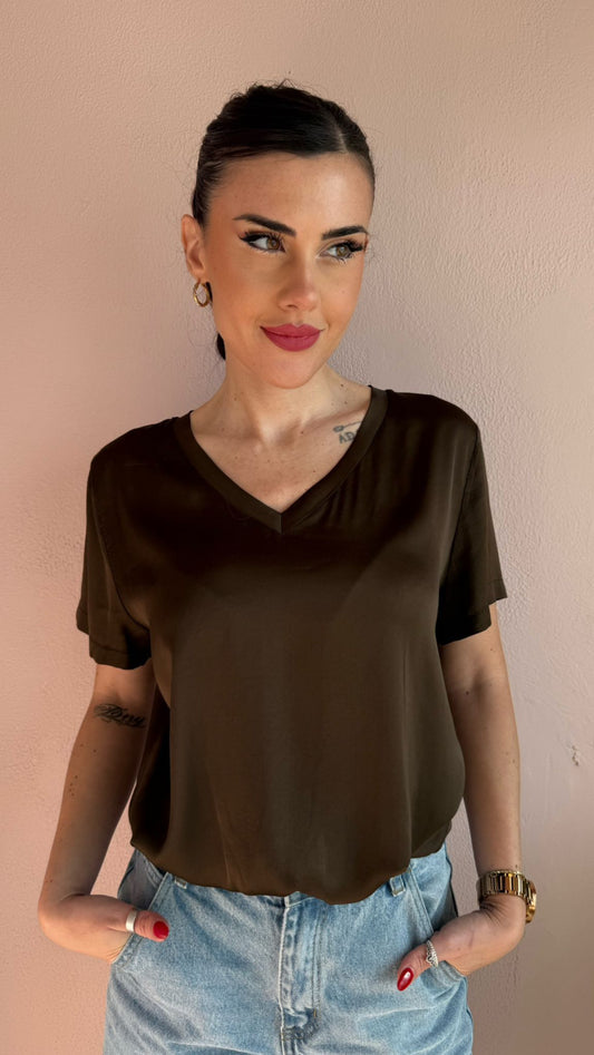 T-shirt in satin Choco