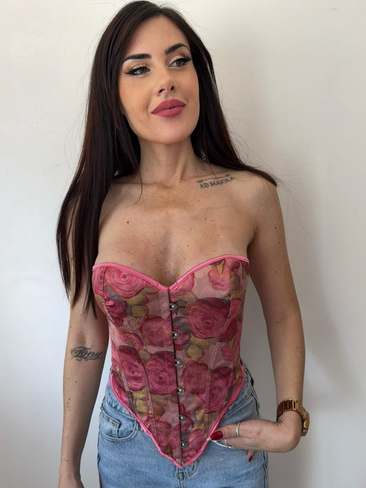 Corsetto Bustier a Fiori - Rose Vintage