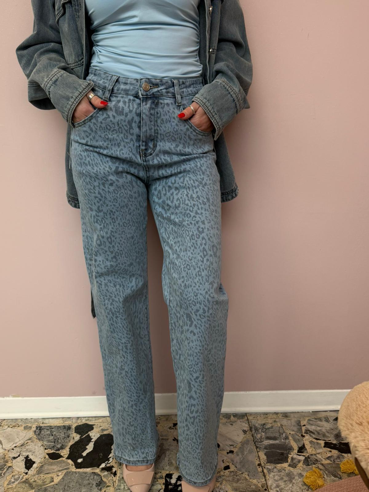 Jeans a Palazzo Leopardato