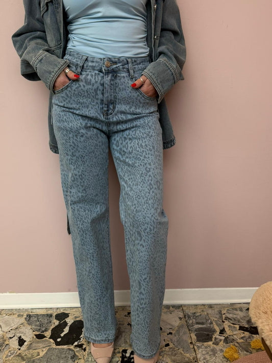 Jeans a Palazzo Leopardato