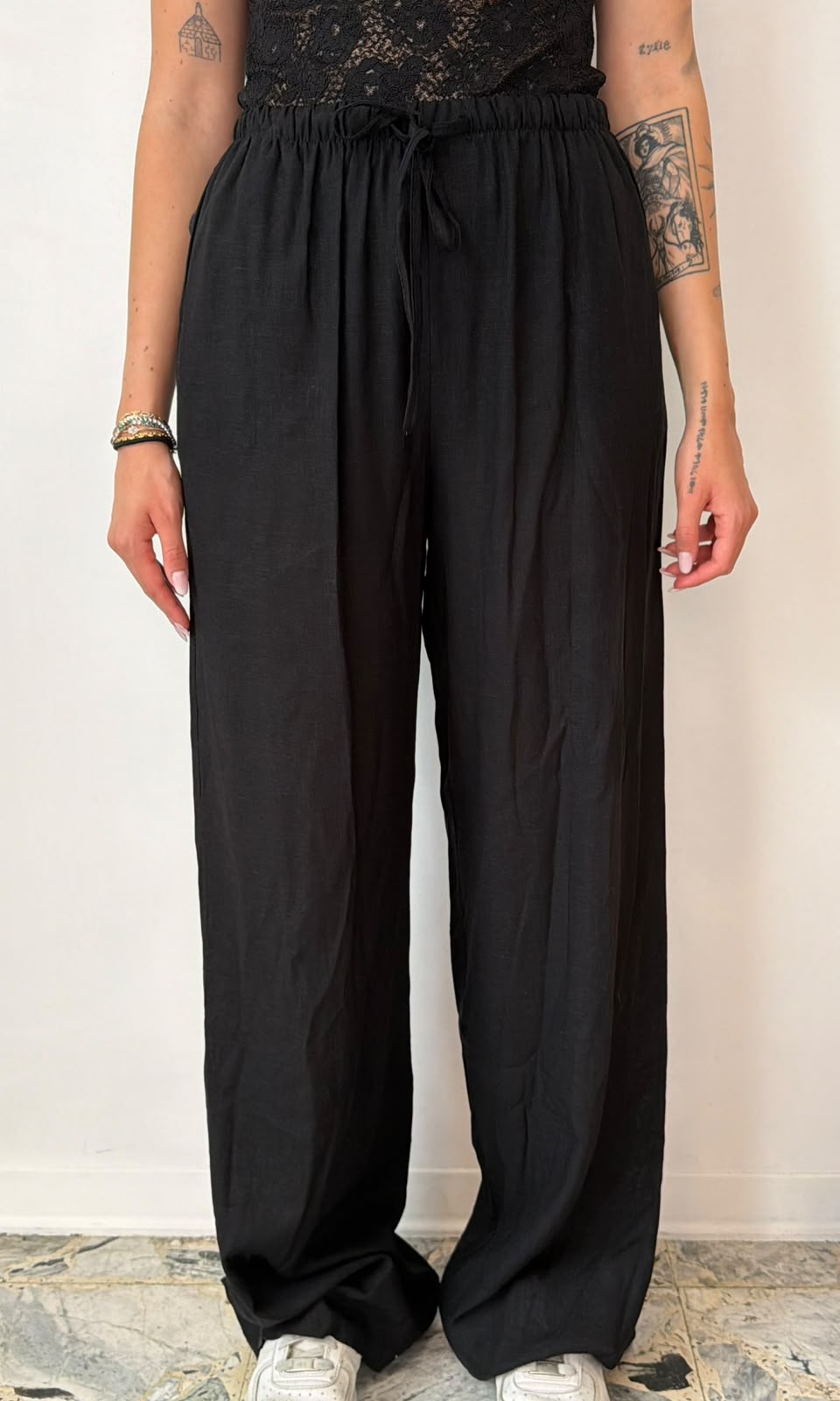 Pantaloni a Palazzo in Lino Neri