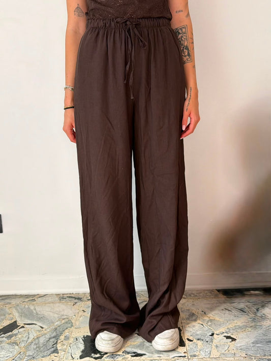 Pantaloni a Palazzo in Lino Marroni