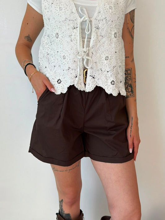 Pantaloncini in Cotone Marroni
